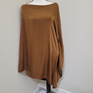 GILLI‎ Dress One Shoulder Woven Draped Mini, size Large, Copper Brown